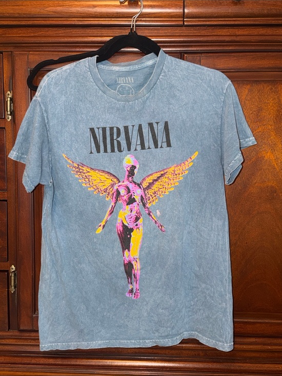 NIRVANA Tops - blue acid wash Nirvana t shirt In Utero album angel graphic 93 size medium